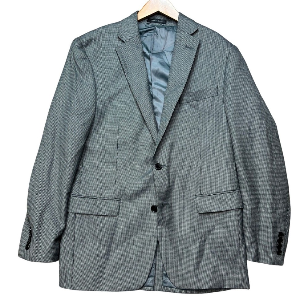 Lauren Ralph Lauren Blazer Mens 38R Gray Micro Houndstooth 2 Button Sport Coat